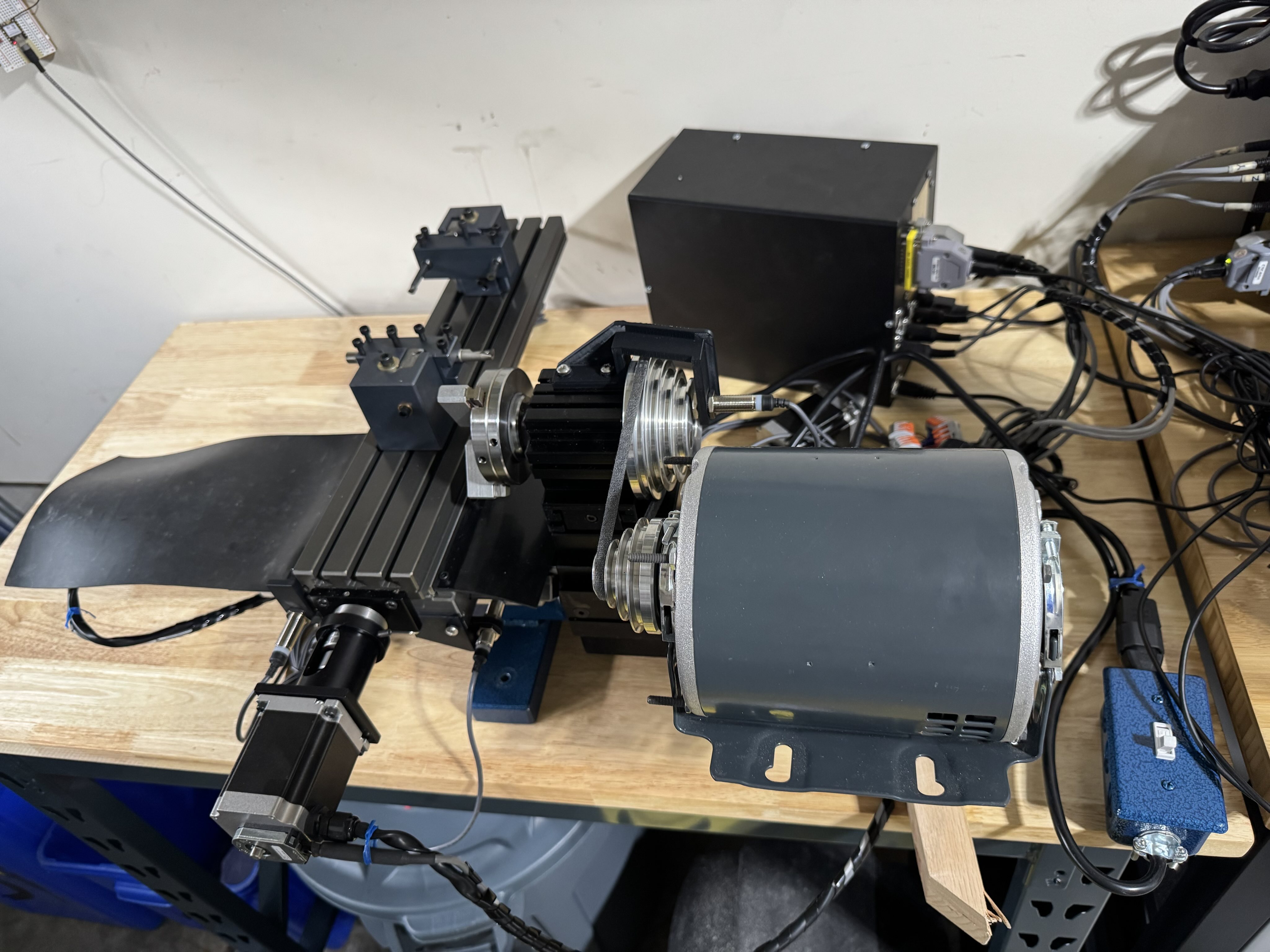 Completed Taig lathe conversion, overhead view