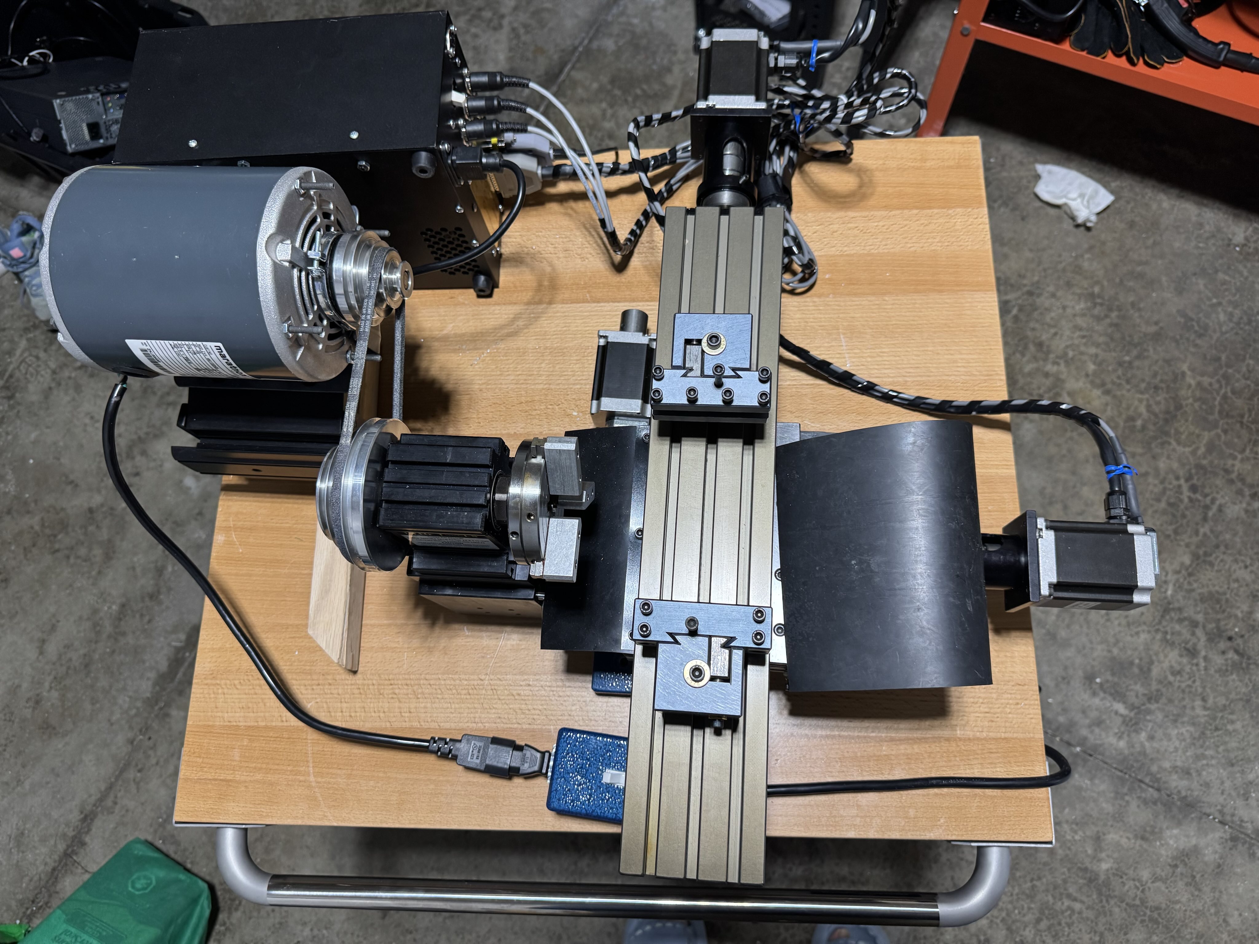 Top view of fully assembled lathe