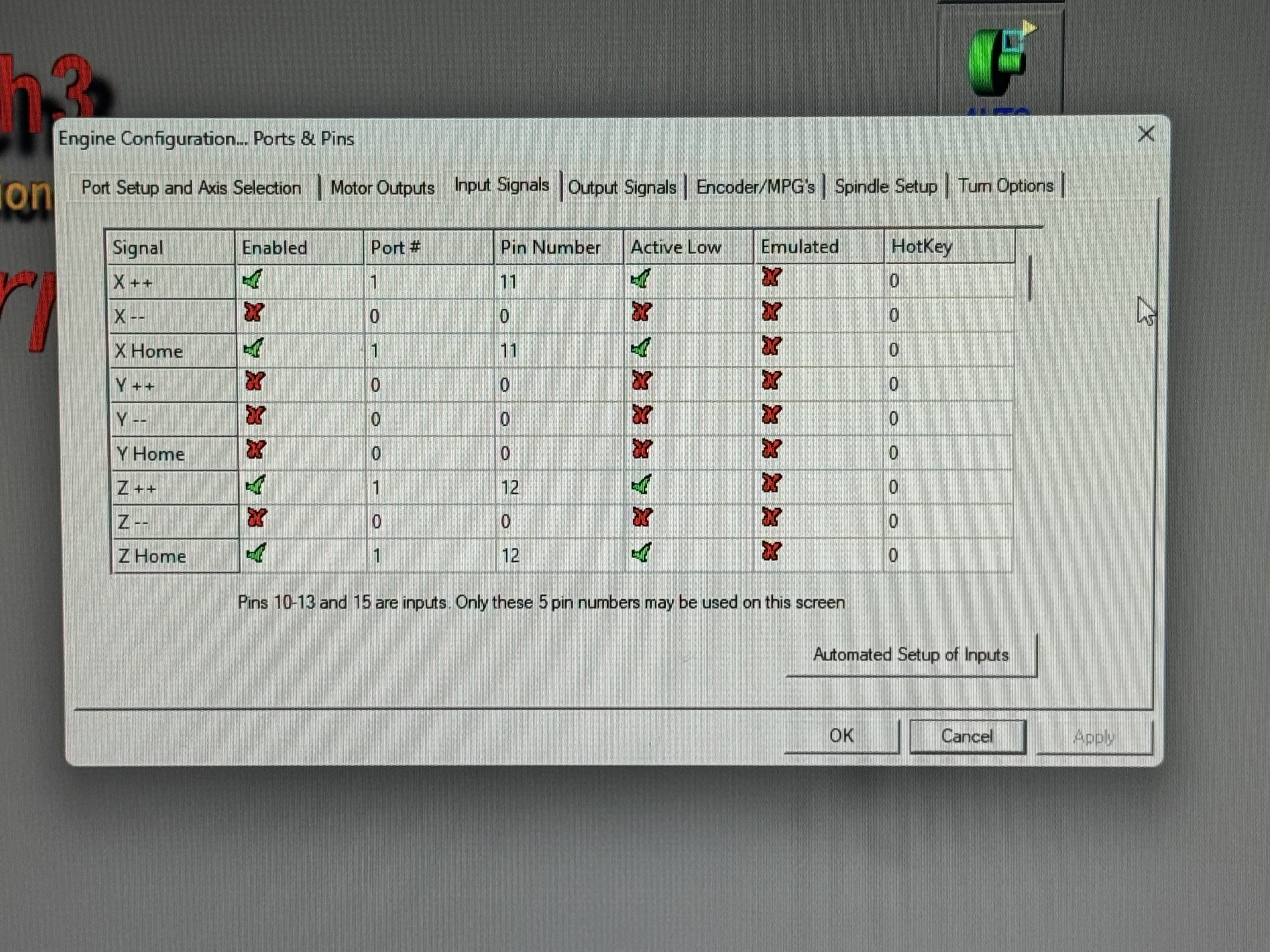 Mach3Turn input signals setup, page 1