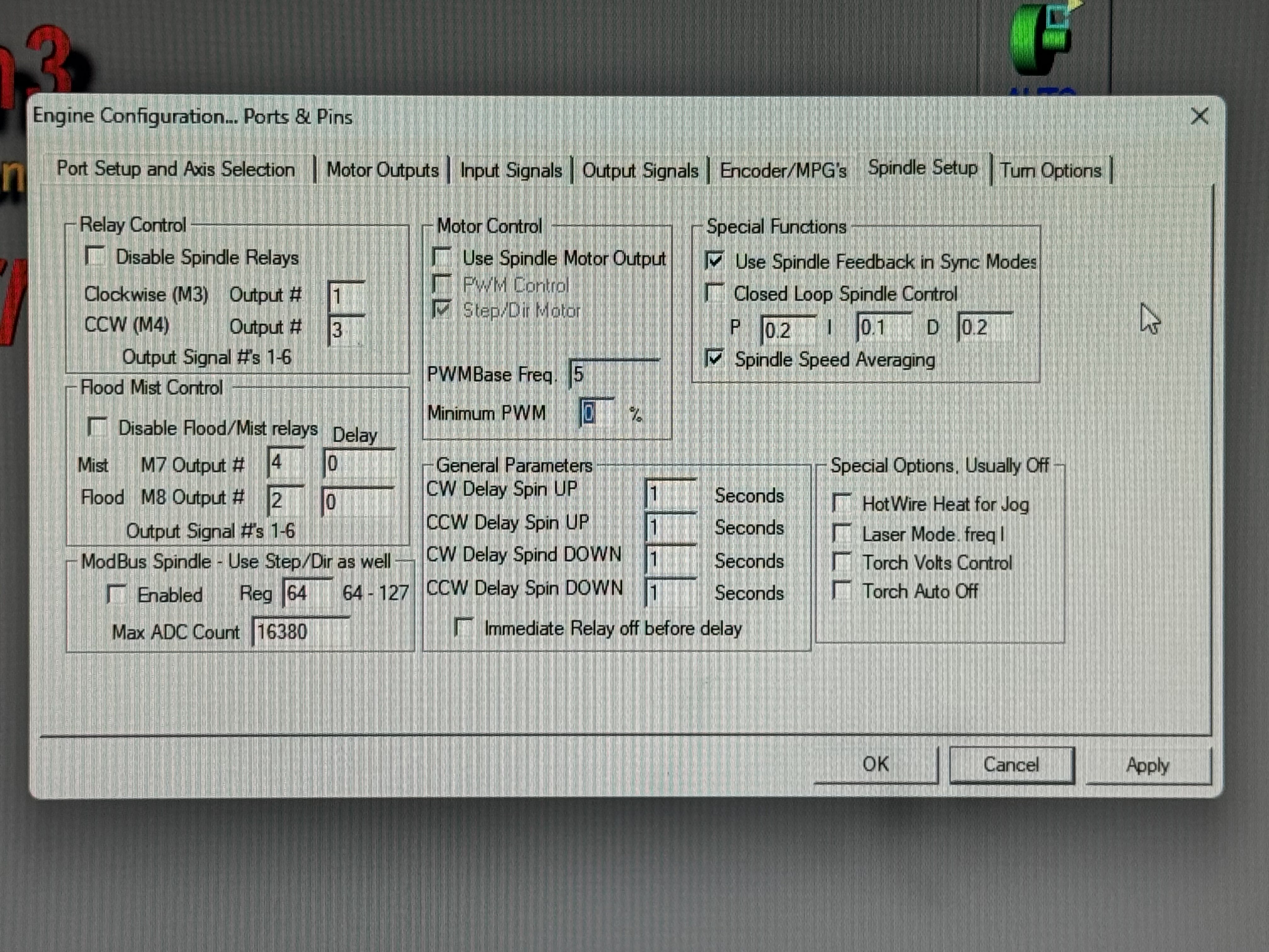 Mach3Turn spindle setup