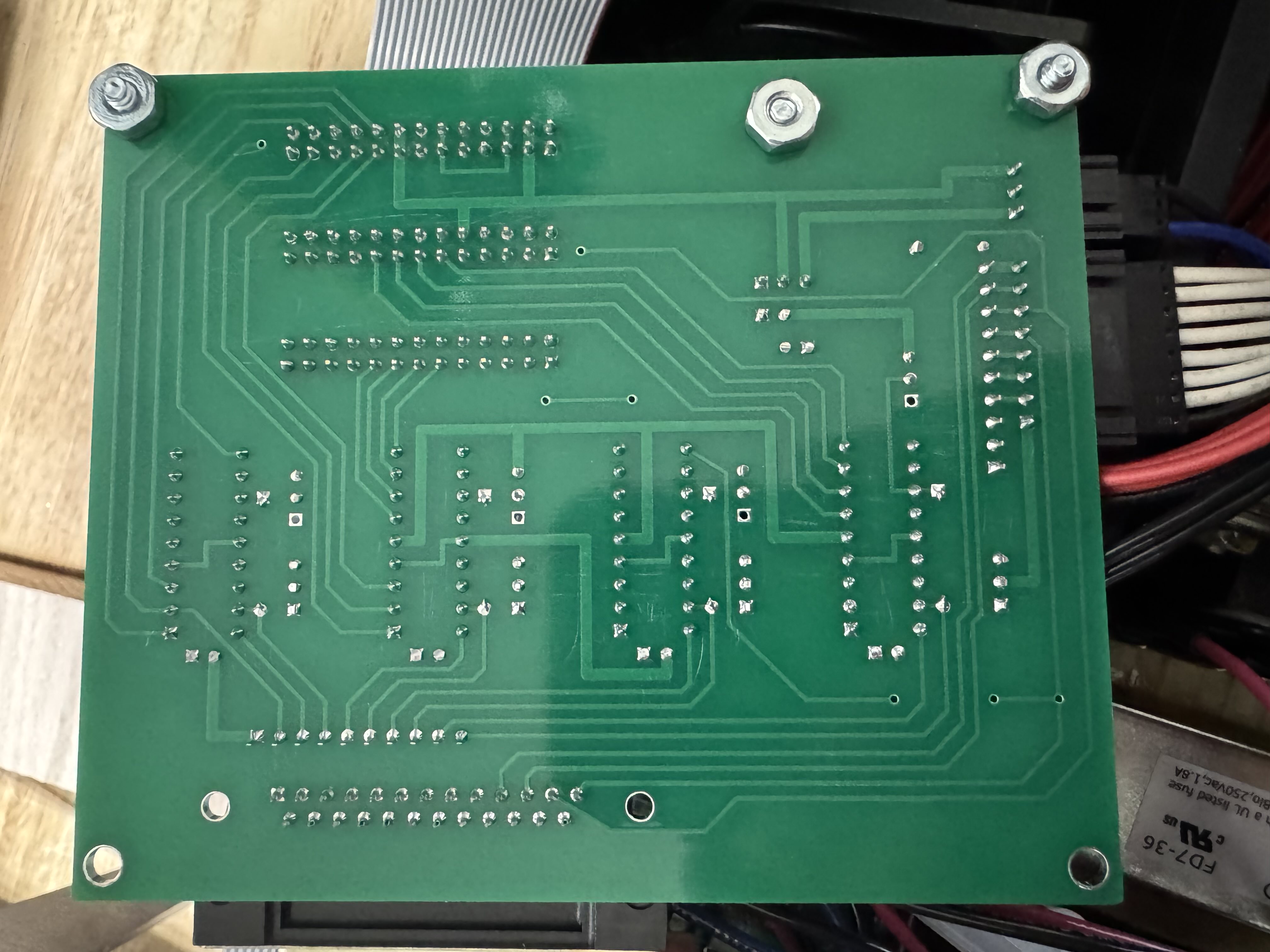Bottom of the DSLS board on the 2024-era Taig mill controller box