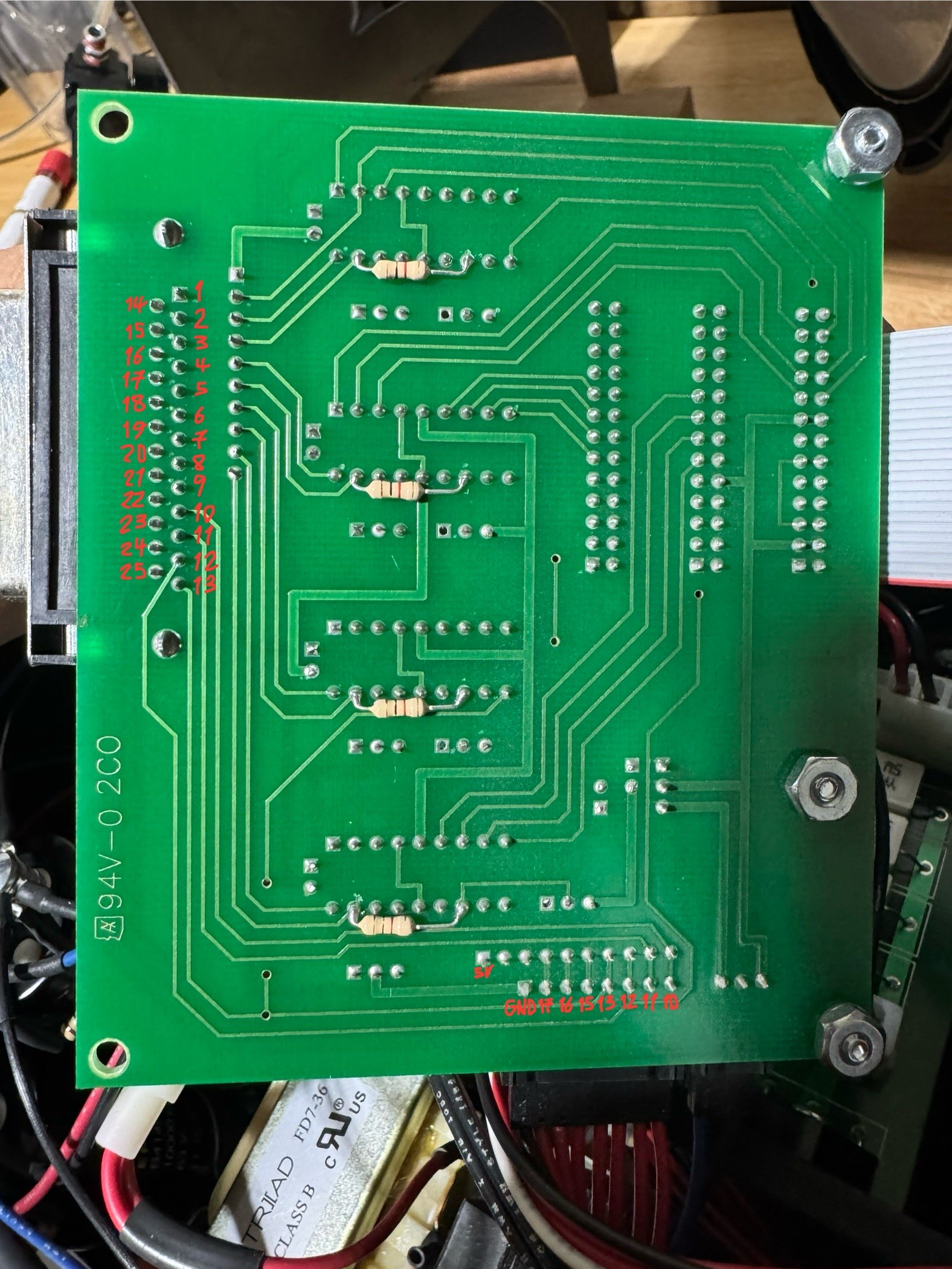 Bottom of the DSLS board inside the controller