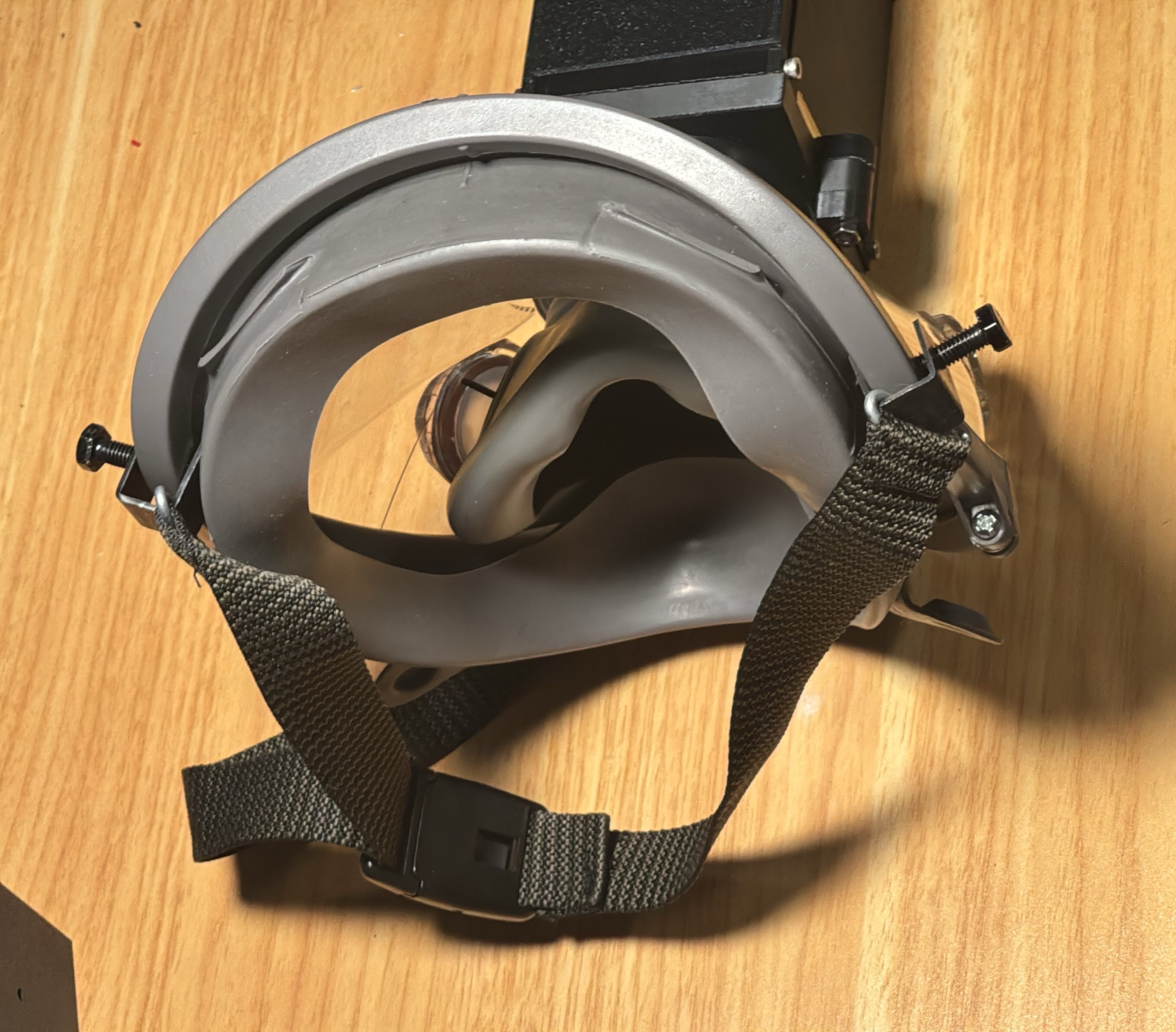 The newly completed head strap